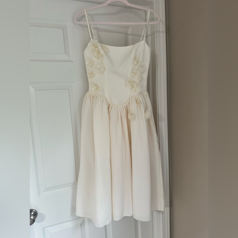 Oh Polly Cream Spaghetti Strap Formal Dress